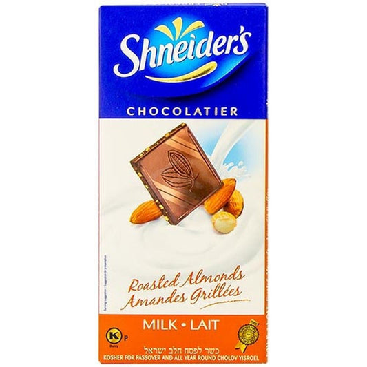 SHNEIDER'S MILK CHOCOLATE WITH ROASTED ALMONDS 3.5 OZ