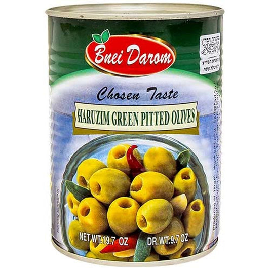BNEI DAROM OLIVES, GREEN PITTED 19.7 OZ